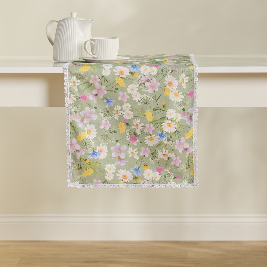 Bieżnik z nadrukiem Melow 35x180 cm z wzorem kwiatowym