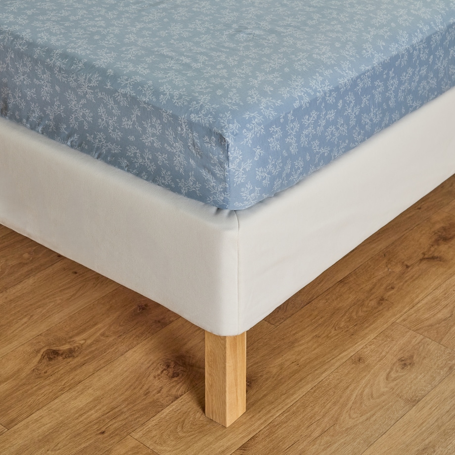 Prześcieradło z bawełny satynowej z gumką Rosmarin 140x200 cm z motywem roślinnym