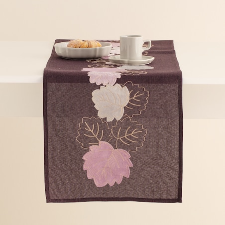 Bieżnik Figgo 35x174 cm z motywem liści