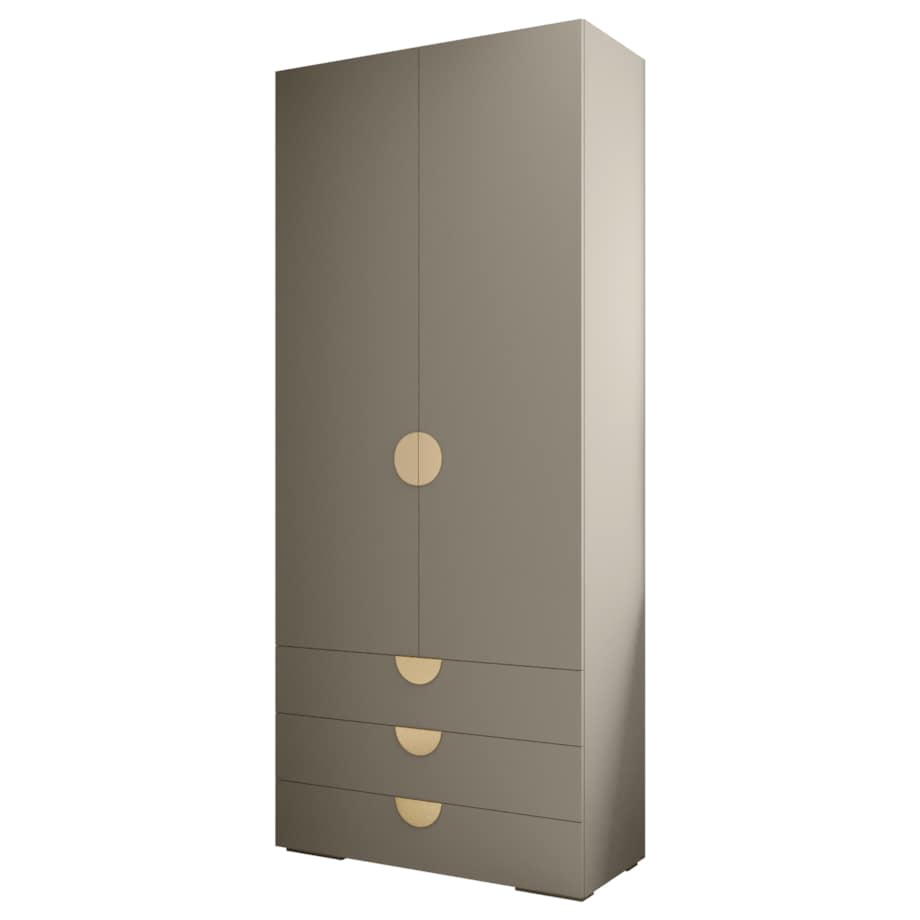 Szafa z szufladami wysoka INOVA 4 2D 3SZ kaszmir+złoty