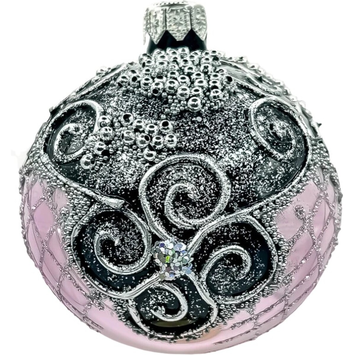 ZESTAW 6 szt.: Bombka choinkowa różowa vintage bogato dekorowana: 6 sztuk