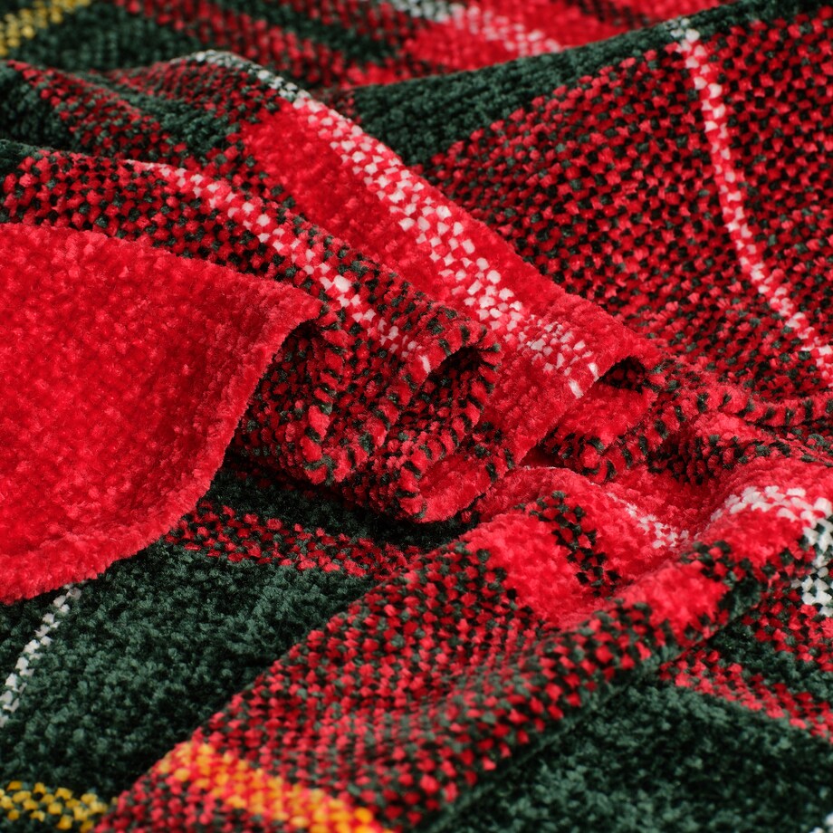 Wzorzysty koc dzianinowy Caldor 130x150 cm w kratę