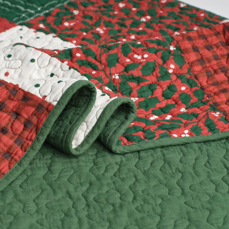 Patchwork narzuta na łóżko Natali 200x220 cm z motywem choinki