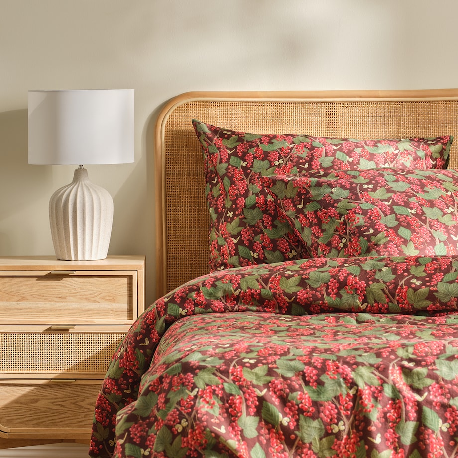 Pościel z bawełny satynowej Porishko 160x200 cm z motywem owoców