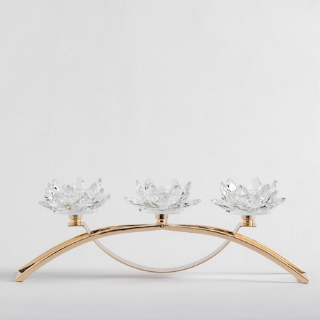 Potrójny kwiatowy świecznik ze szkła kryształowego flotri