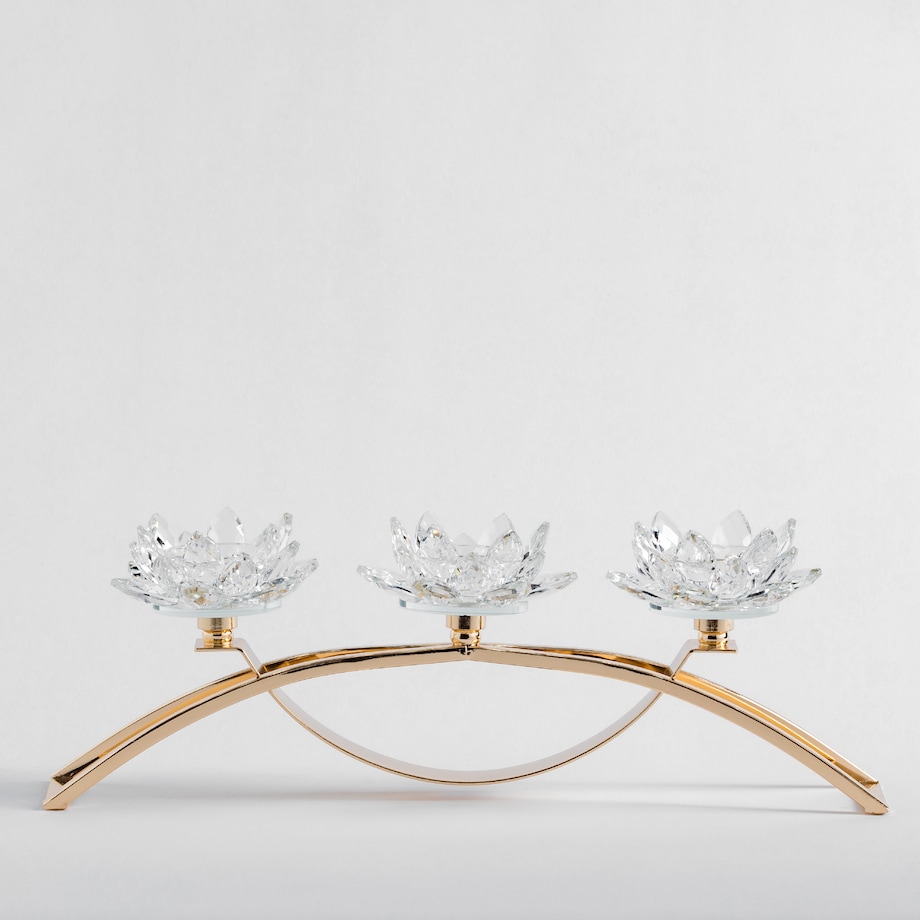 Potrójny kwiatowy świecznik ze szkła kryształowego flotri