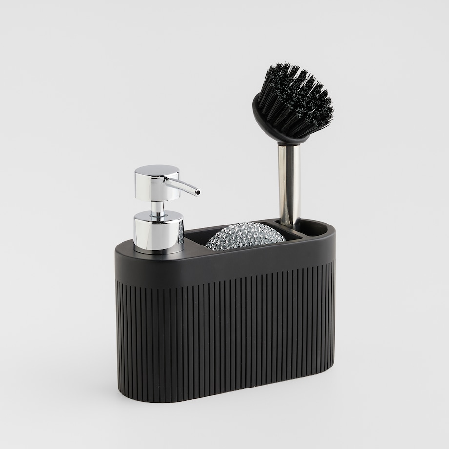 Dozownik Z Gąbką I Szczotką Carbone z motywem geometrycznym