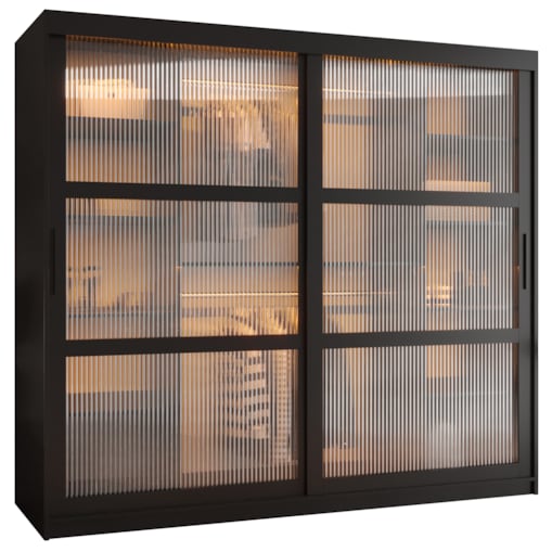 Szafa przesuwna Garderoba FLUTES 200 czarny