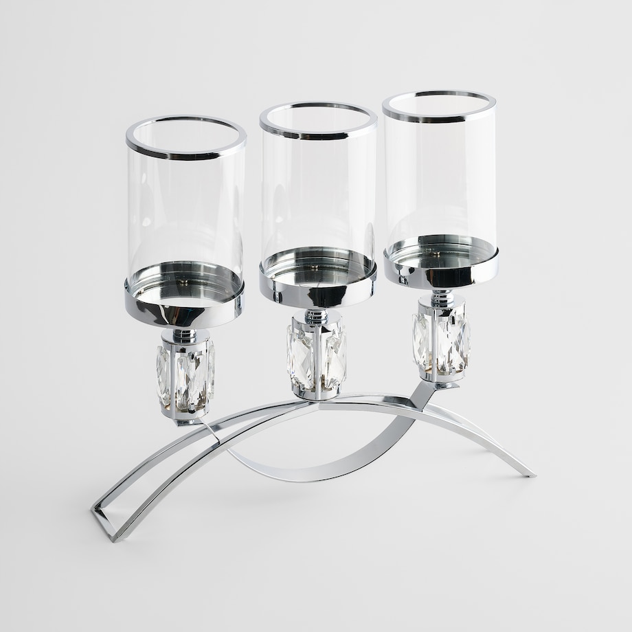 Świecznik potrójny Noova trio z motywem geometrycznym