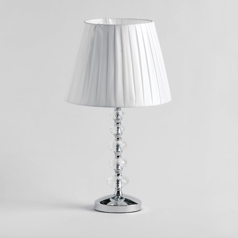 elegancka lampa stołowa z kryształowymi kulami cristel