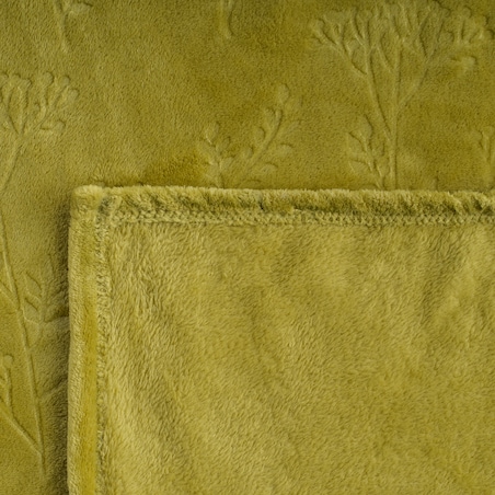 Jednokolorowy koc z wytłoczonym wzorem liściastym Yanborio 150x200 cm