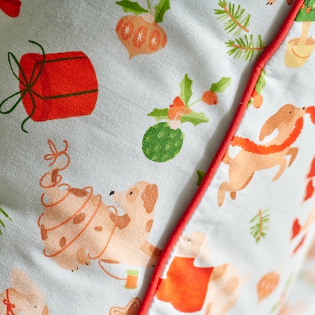 Pościel bawełniana z lamówką Dogimas 140x200 cm z motywem zwierzęcym