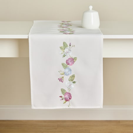 Bieżnik Haftowany Pansisa 35x174 cm z motywem kwiatowym