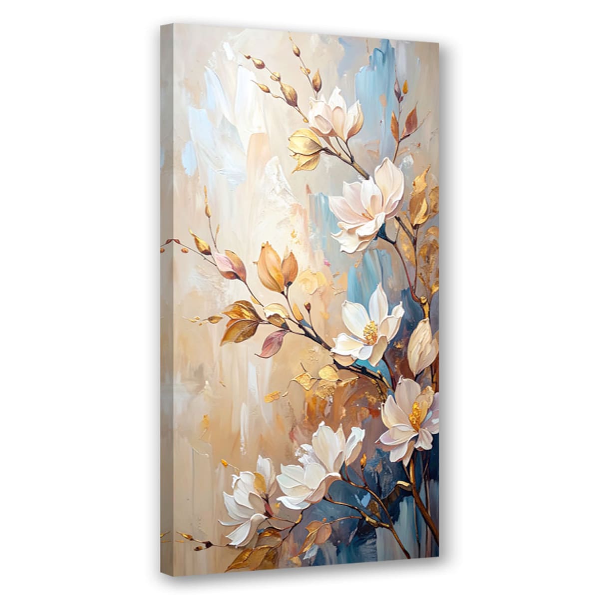 Feeby Obraz canvas do salonu kuchni, Kwiaty Gałązki Beżowy imitacja farby 40x80