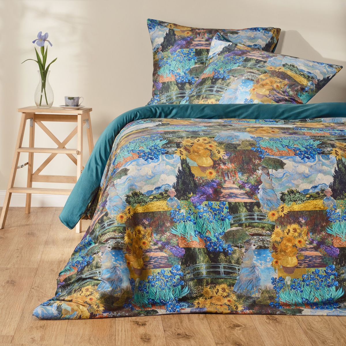 Komplet pościeli z bawełny satynowej Impresjo 200x220 cm z 2 poszewkami 70x80