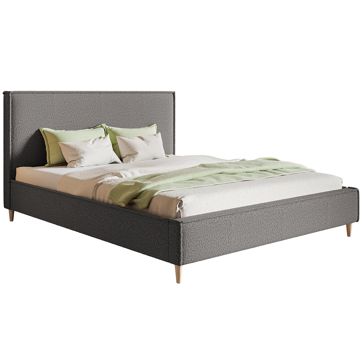 Łóżko tapicerowane LUXO 8 do salonu, tkanina boucle