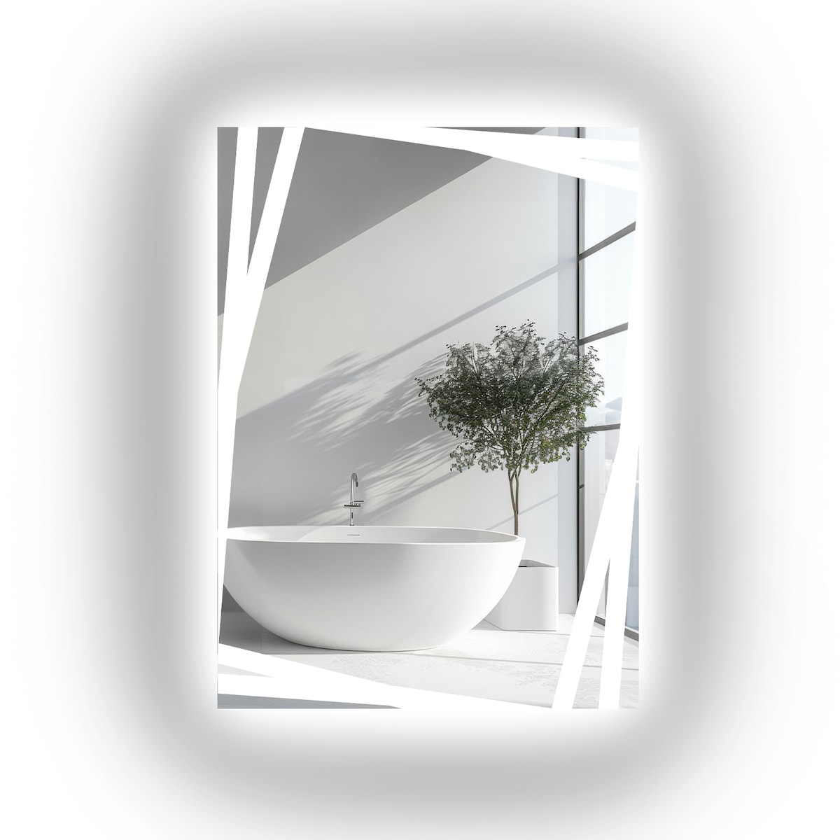 Prostokątne lustro z piaskowanym dekoracyjnym podświetleniem – CARDS LED