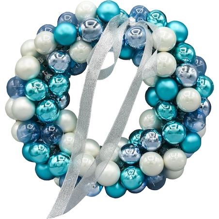 Bombka choinkowa: Stroik Świąteczny z mini bombek: niebiesko-biały