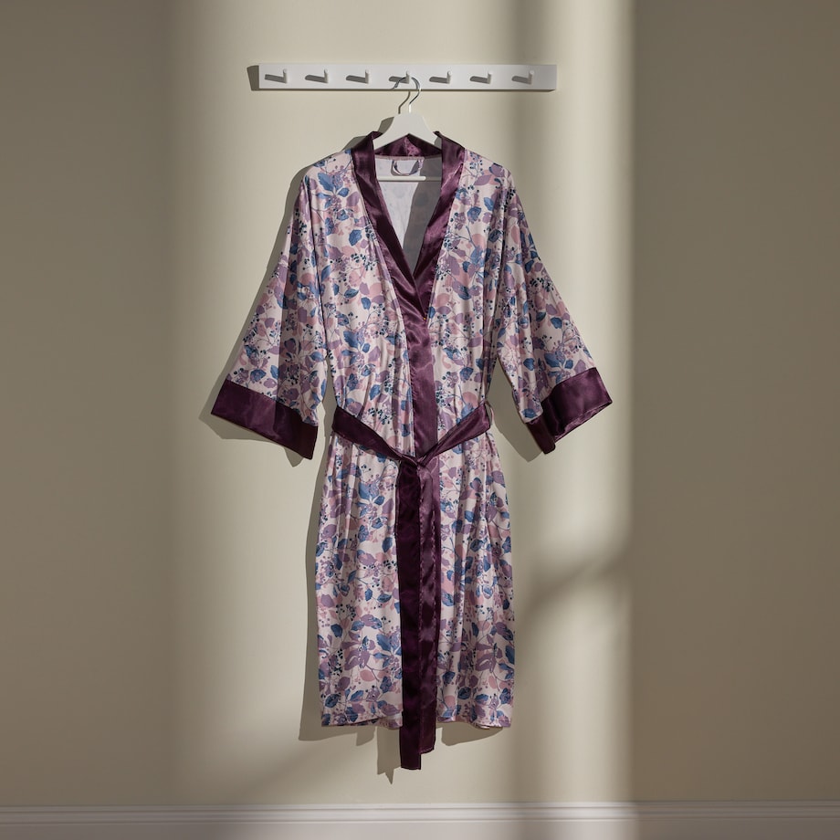 Szlafrok Listello z motywem liściastym