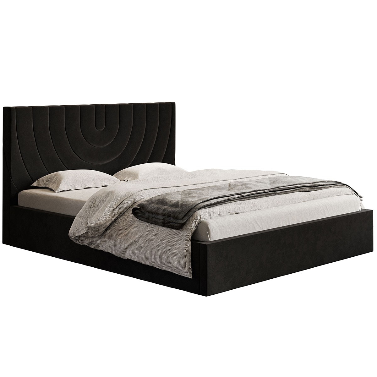 Łóżko tapicerowane 140x200 OLDO 6 z pojemnikiem - czarne