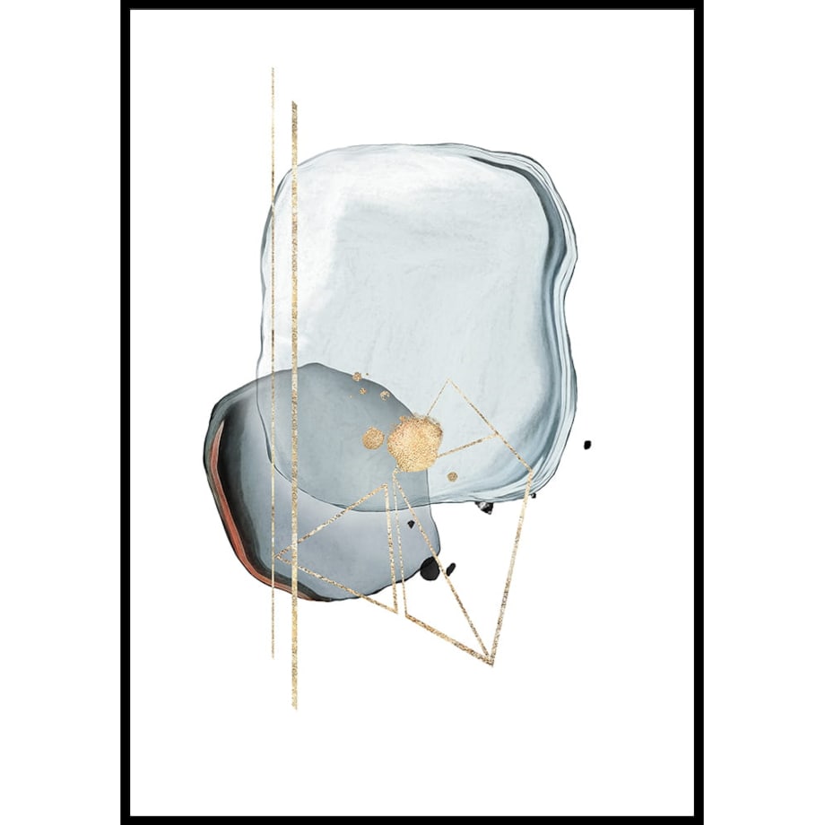 plakat abstract blue and gold no 1 21x30 cm