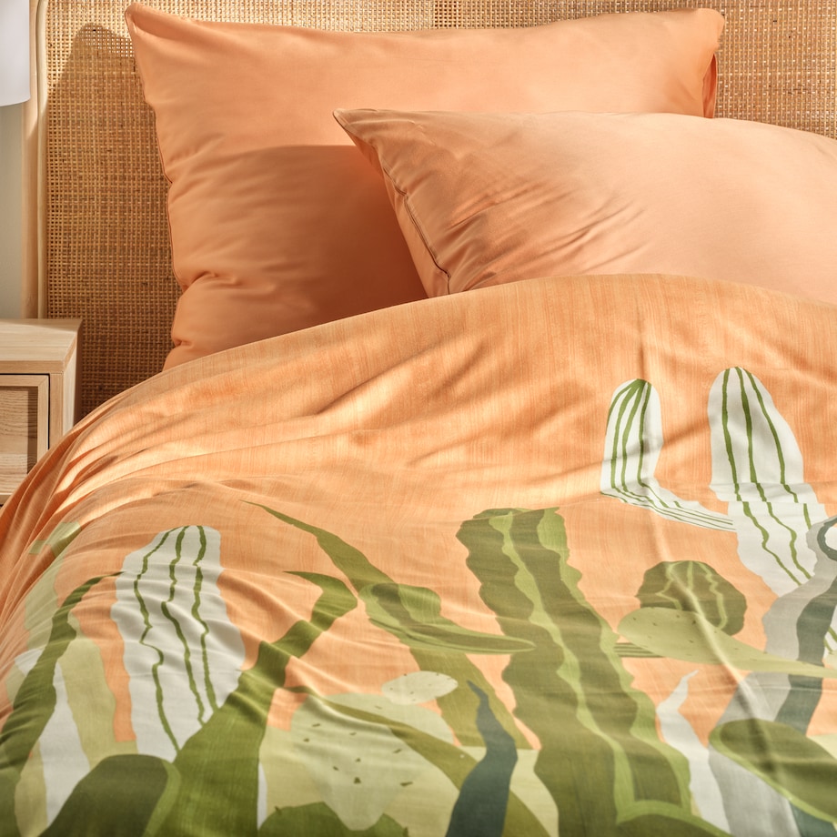 Pościel z bawełny satynowej Kalyteros 160x200 cm z motywem roślinnym
