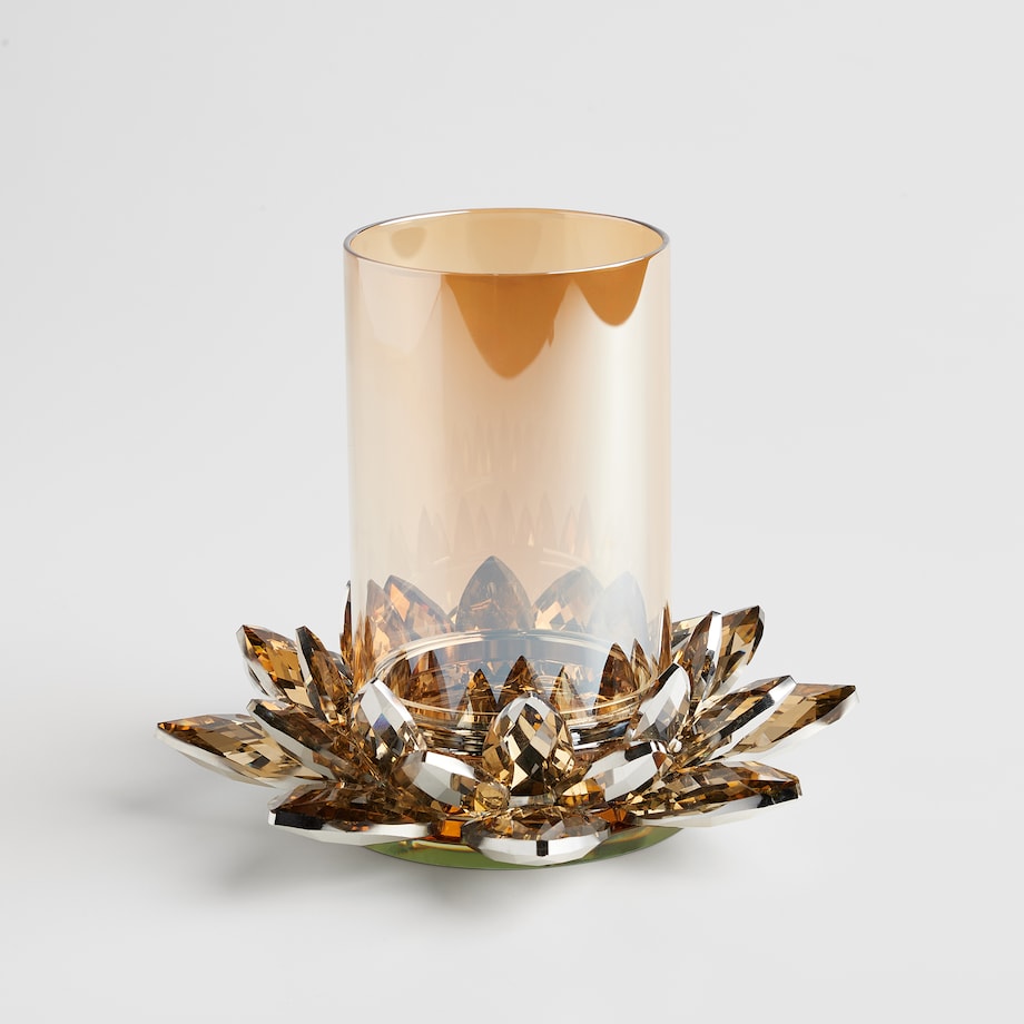 Świecznik Cristal shine tube z motywem kwiatowym