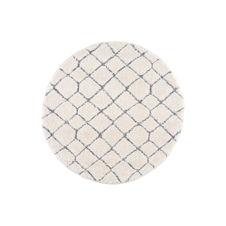 Dywan okrągły z efektem high low geometryczny Focera 44990 Szary Krem 200x200