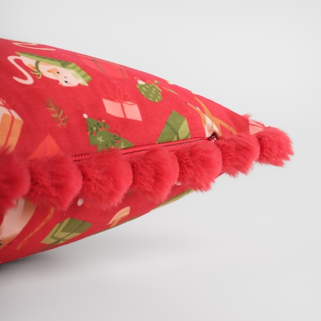 Poszewka z nadrukiem Miaoumas 45x45 cm z motywem choinki