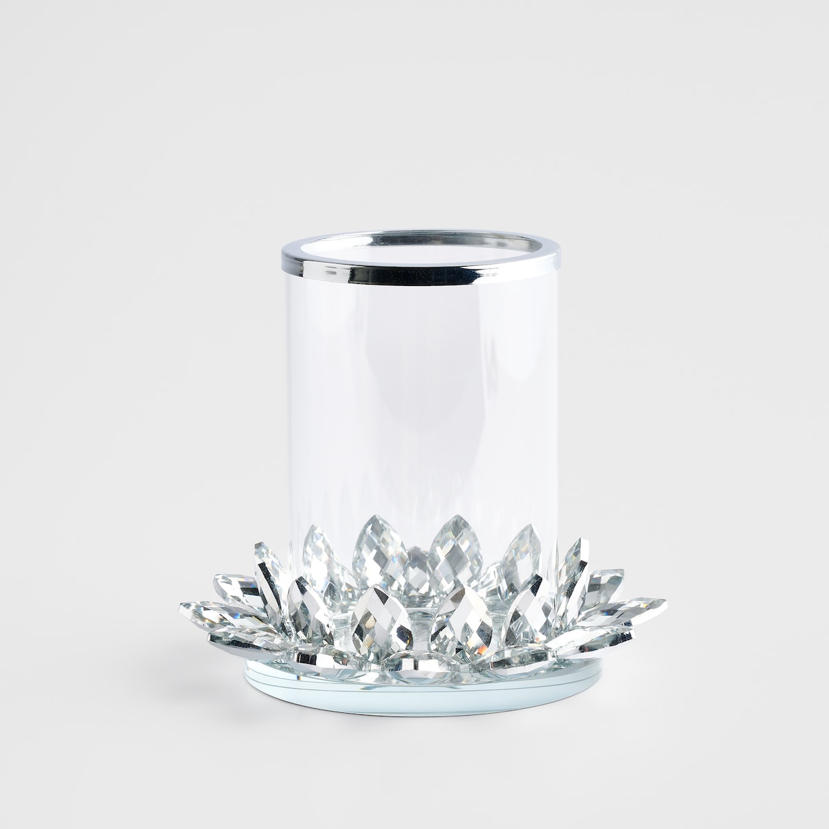 Świecznik Cristal shine glass z motywem kwiatowym