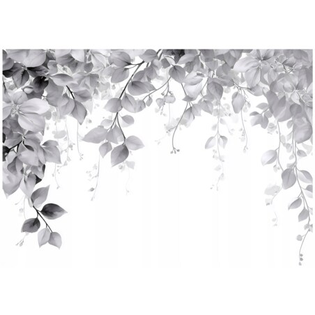 Fototapeta Do Sypialni Salonu Na Flizelinie Liście Abstrakcja Szary 250x175