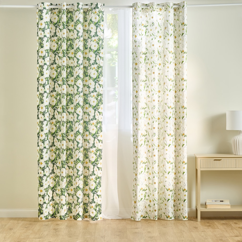 Zasłona z nadrukiem Emeris 140x250 cm z motywem kwiatowym