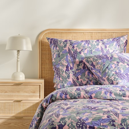 Pościel z bawełny satynowej Hazel 160x200 cm z motywem liściastym