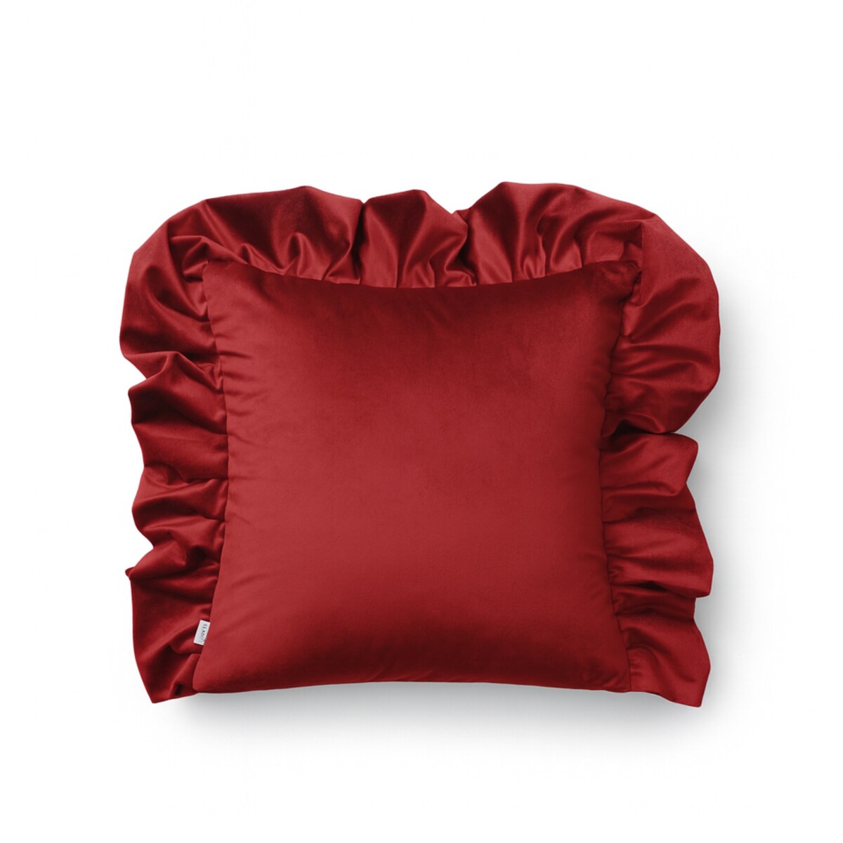 Czerwona poszewka welurowa Werona Belle - ozdobna falbana