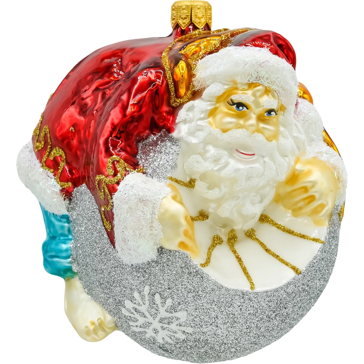 Bombka choinkowa: Święty Mikołaj na bombce: srebrny