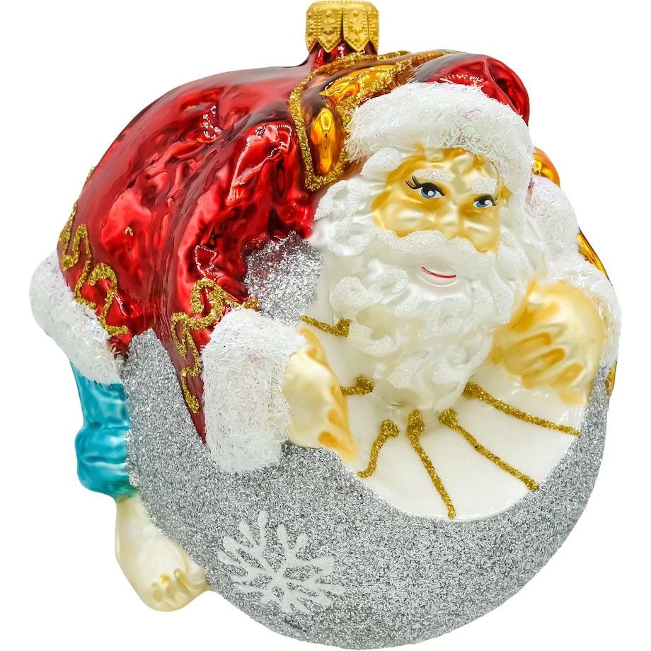 Bombka choinkowa: Święty Mikołaj na bombce: srebrny