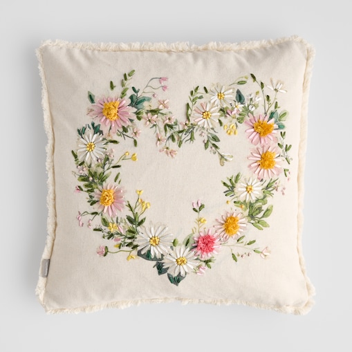 Poszewka Haftowana Patka 45x45 cm z motywem kwiatowym