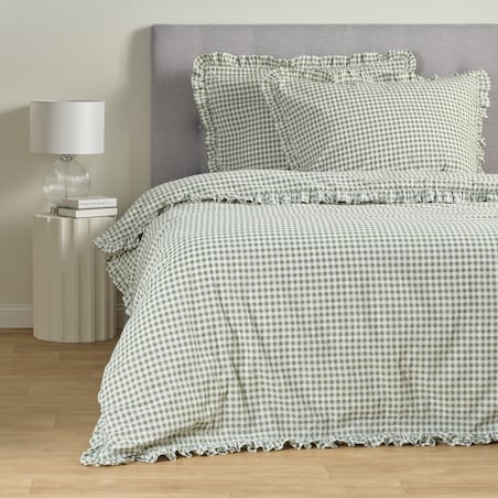 Pościel z kory z falbaną Minomi 160x200 cm w kratę