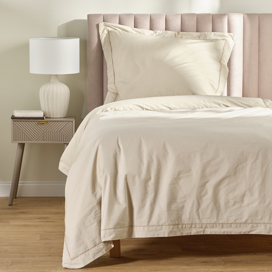 Jednokolorowa pościel z perkalu z lamówką Perlamo 140x200 cm