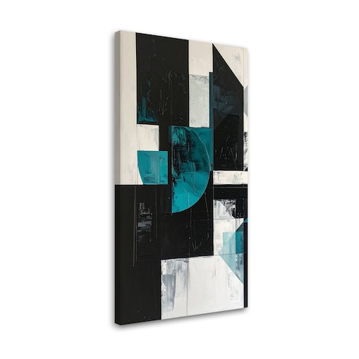 Obraz do salonu biura kuchni, Geometryczne kształty turkusowy czarny
