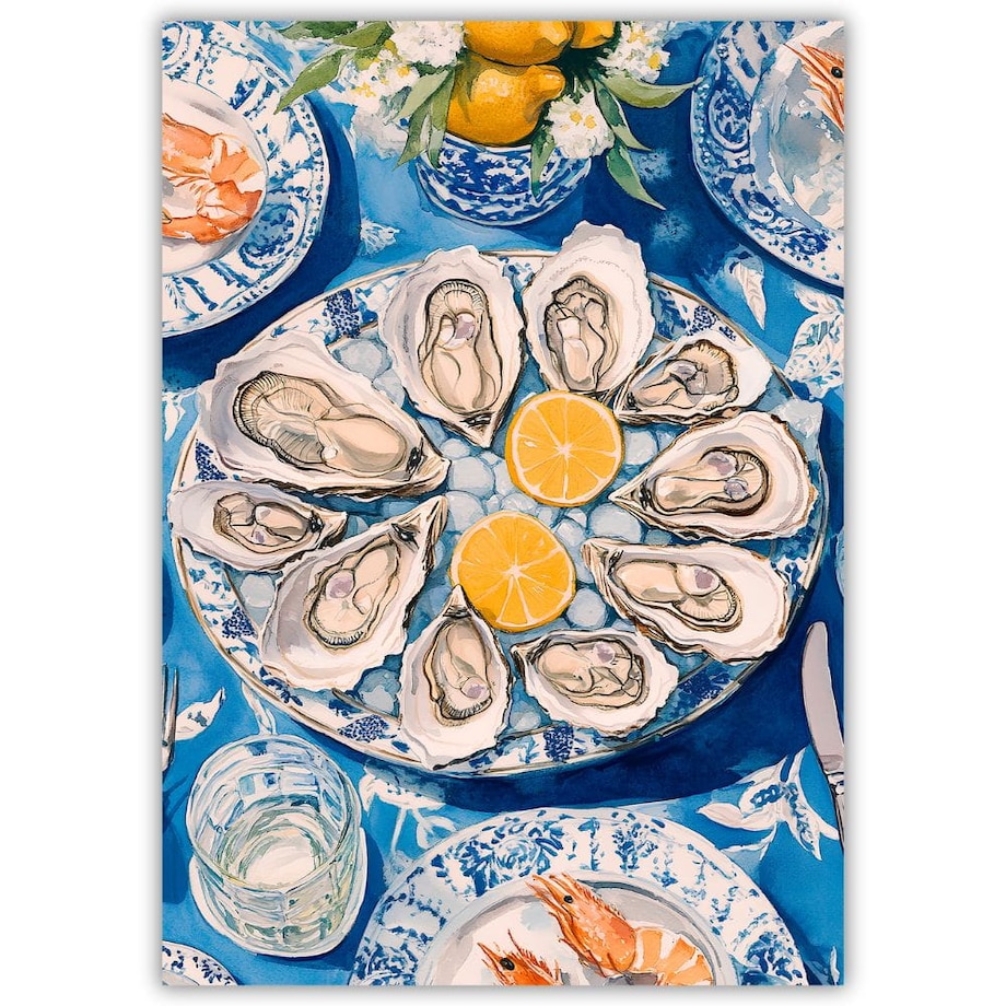 plakat oysters and lemons graphic 30x40