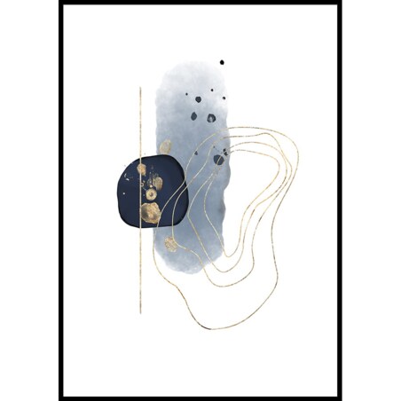 plakat abstract blue and gold no 3 30x40 cm