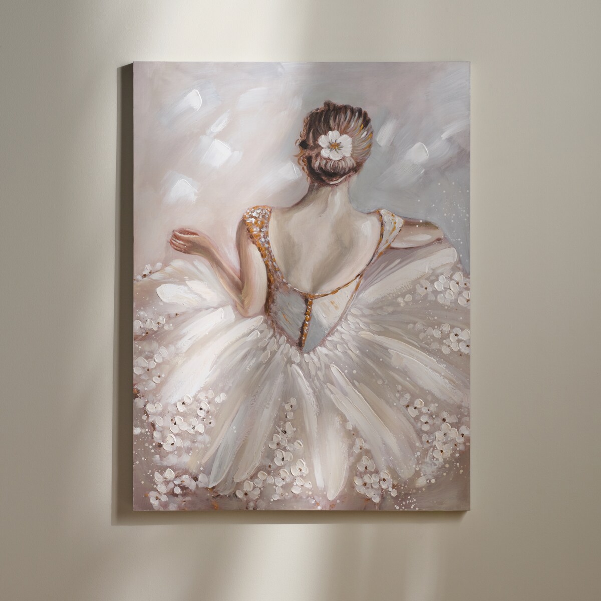 Ręcznie zdobiony obraz z płótnie z motywem baletnicy soloto 90x120