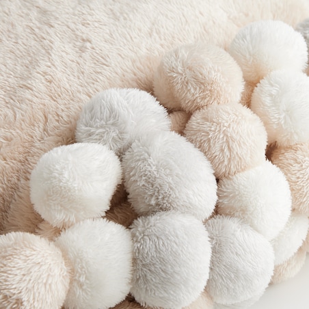 Jednokolorowy koc z pomponami Ponnie 150x200 cm