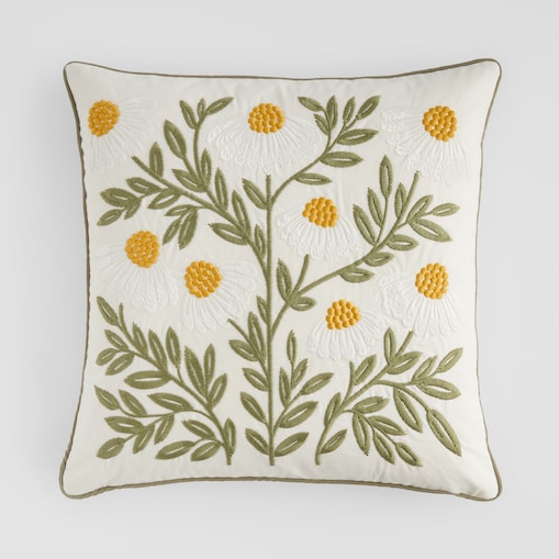 Poszewka Haftowana Rumianko 45x45 cm z motywem kwiatowym