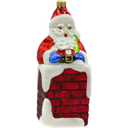 Bombka choinkowa: Święty Mikołaj w kominie: czerwony