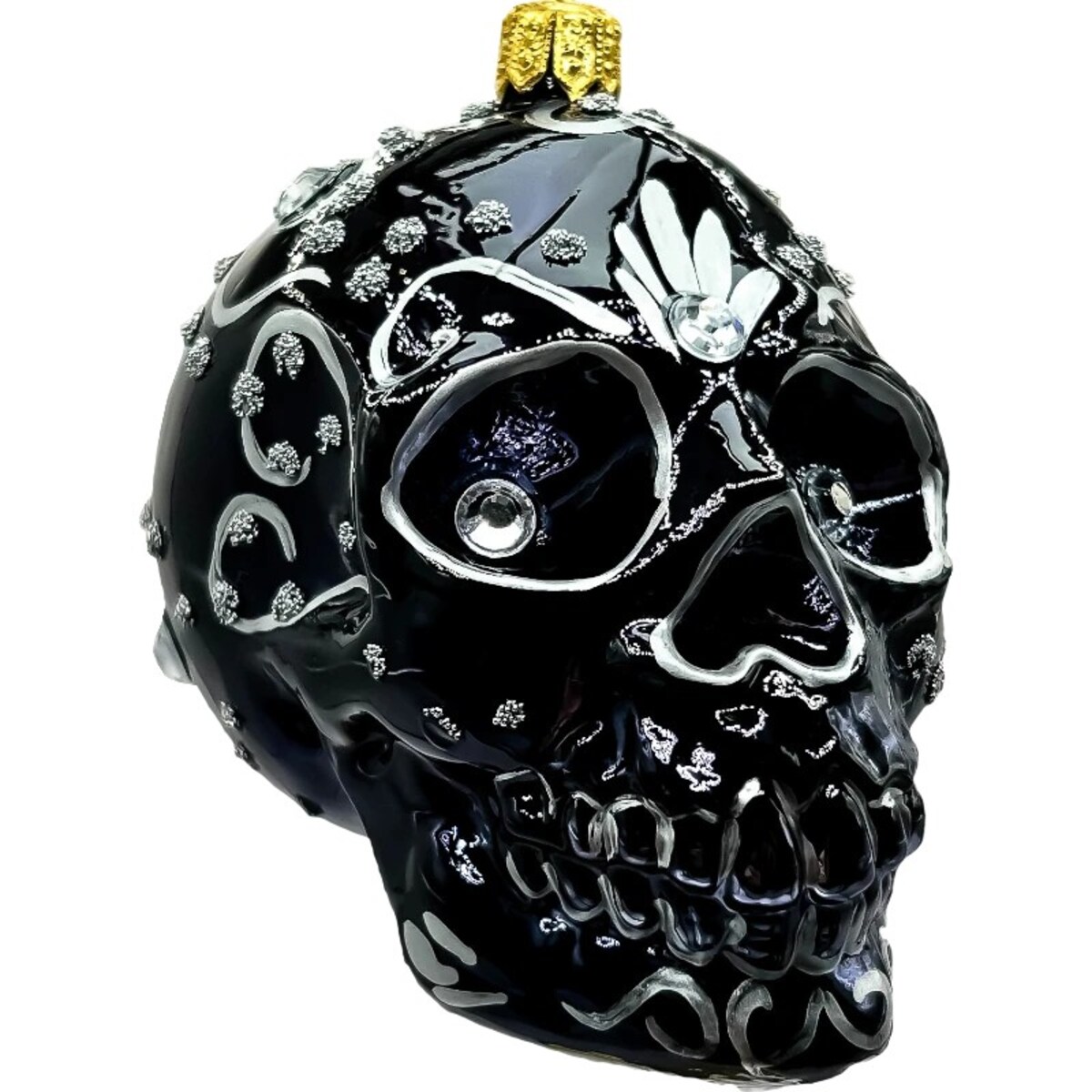 Bombka choinkowa: Czaszka Sugar Skull: srebrna