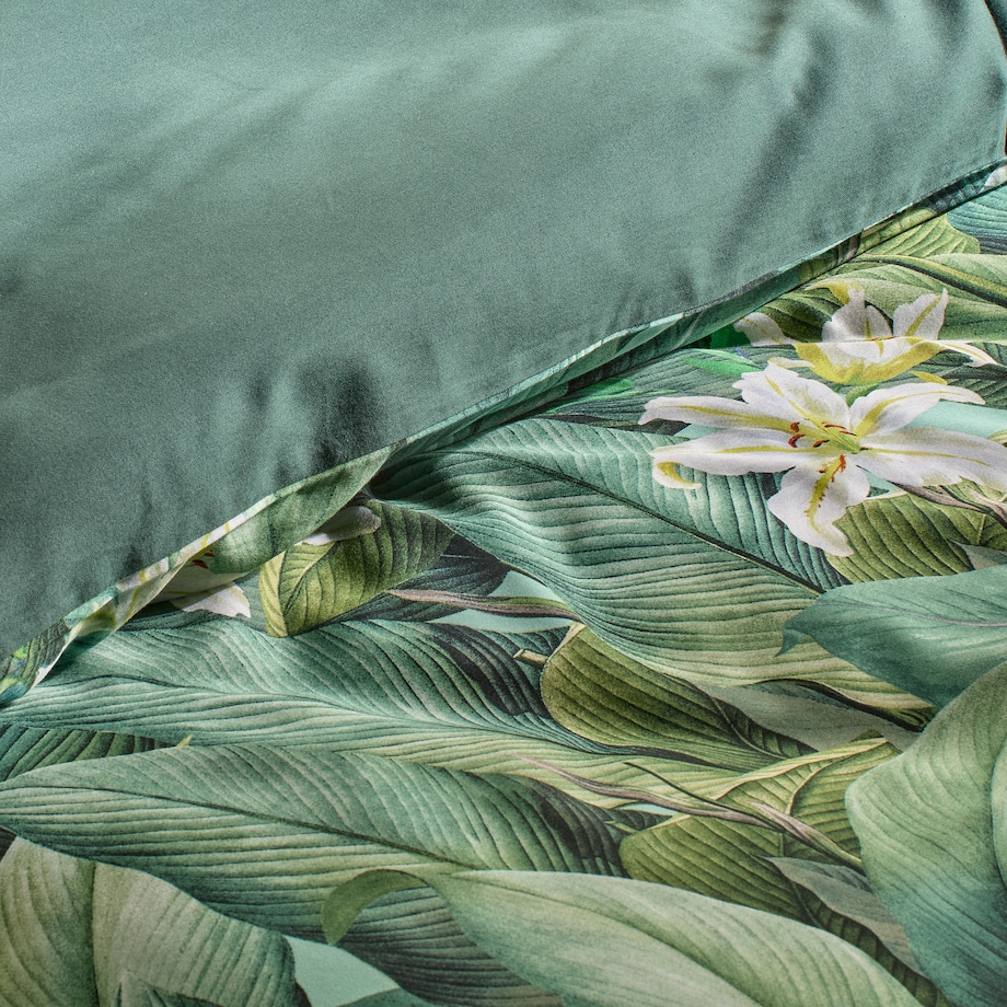 Pościel z bawełny satynowej Islano 200x220 cm z motywem liściastym