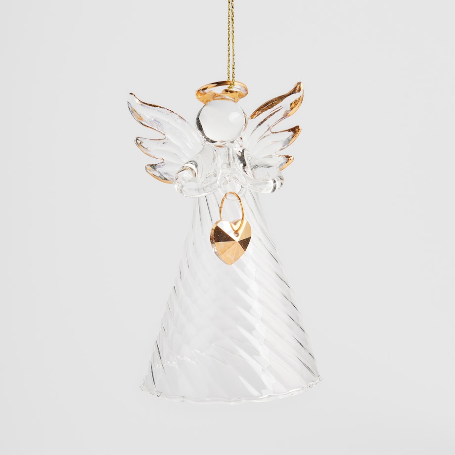 Dekoracja wisząca szklana Anhelina z motywem anioła