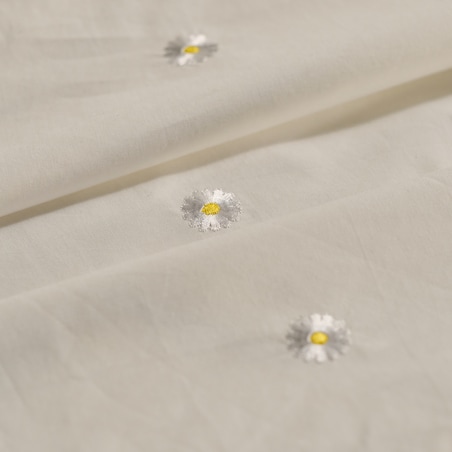 Pościel z perkalu z haftem Margotka 200x220 cm z motywem kwiatowym